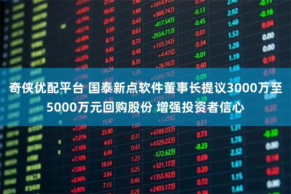 奇侠优配平台 国泰新点软件董事长提议3000万至5000万元回购股份 增强投资者信心