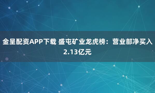 金呈配资APP下载 盛屯矿业龙虎榜：营业部净买入2.13亿元